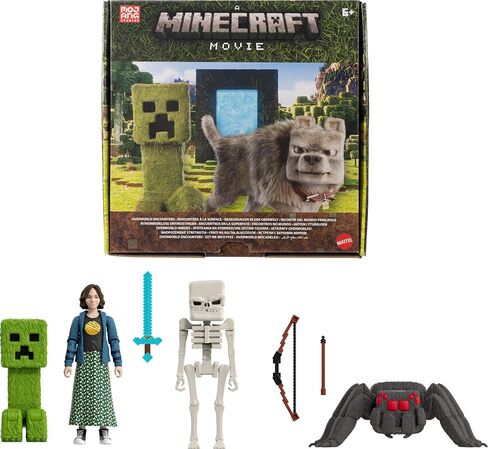 Mattel Minecraft Story Set with 4 Action Figures & 3 Accessories, Overworld Encounters Pack Inspired by a Minecraft Movie, Toy Collectible in Saudi Arabia