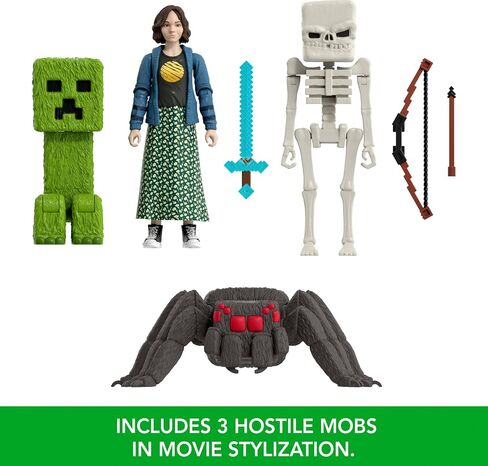 Mattel Minecraft Story Set with 4 Action Figures & 3 Accessories, Overworld Encounters Pack Inspired by a Minecraft Movie, Toy Collectible in Saudi Arabia
