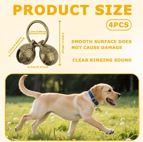 4 PCS Brass Dog Bells للياقة - أجراس سلامة الحيوانات الأليفة النحاسية للكلاب والقطط الصغيرة ، جرس جرس ذي طوق مضاد للسرقة يناسب جميع الياقات والقطط - مكافحة الحيوانات الأليفة المفقودة. in Saudi Arabia