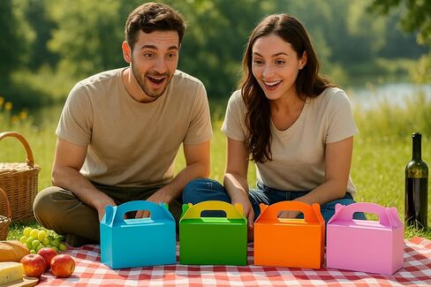 12Pack Large Party Favor Boxes,Kraft Treat Boxes, (9.45 * 5 * 5"),Large Goodie Boxes, Gable Gift Boxes with Handles,Candy Boxes for Kids Birthday Baby Shower Wedding Halloween Christmas. in Saudi Arabia