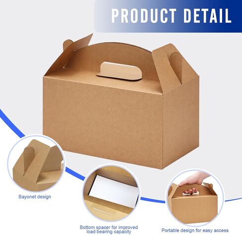 12pack حفلة كبيرة الحفلات الصناديق ، صناديق علاج Kraft ، (9.45 * 5 * 5 ") ، صناديق جيدة جيدة ، صناديق هدايا الجملون مع مقابض ، صناديق الحلوى للأطفال عيد ميلاد الطفل حفل زفاف عيد ميلاد عيد الميلاد. in Kuwait