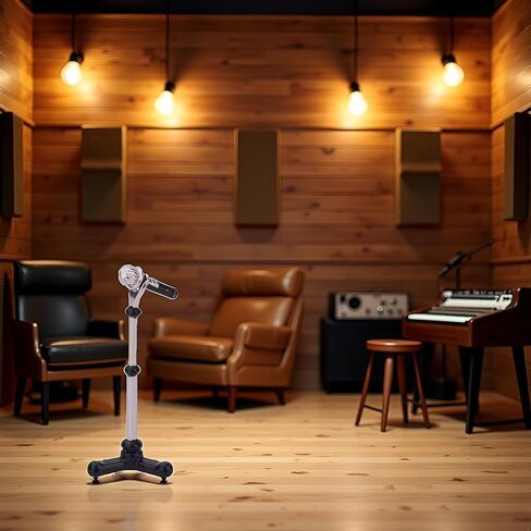 1pcs أسود 1/12 ملحقات مصغرة دمية ، ميكروفون معدني مع حامل ، Dollhouse Music Room Rocking Rocking Decoration Figure MIC Figure (5.2cm × 1.8 سم × 1.8 سم) in Saudi Arabia