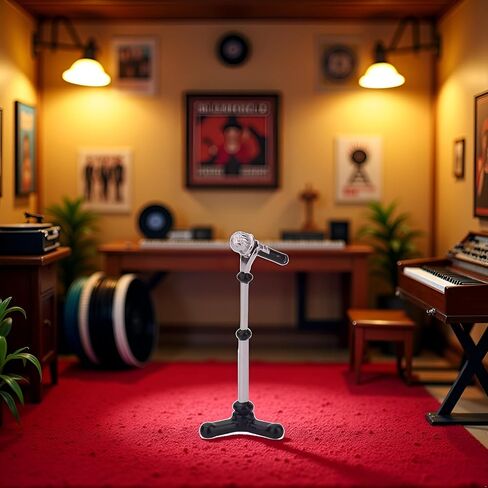 1pcs أسود 1/12 ملحقات مصغرة دمية ، ميكروفون معدني مع حامل ، Dollhouse Music Room Rocking Rocking Decoration Figure MIC Figure (5.2cm × 1.8 سم × 1.8 سم) in Saudi Arabia