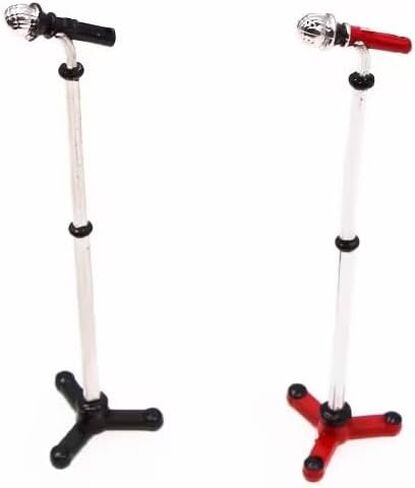 1pcs أسود 1/12 ملحقات مصغرة دمية ، ميكروفون معدني مع حامل ، Dollhouse Music Room Rocking Rocking Decoration Figure MIC Figure (5.2cm × 1.8 سم × 1.8 سم) in Saudi Arabia