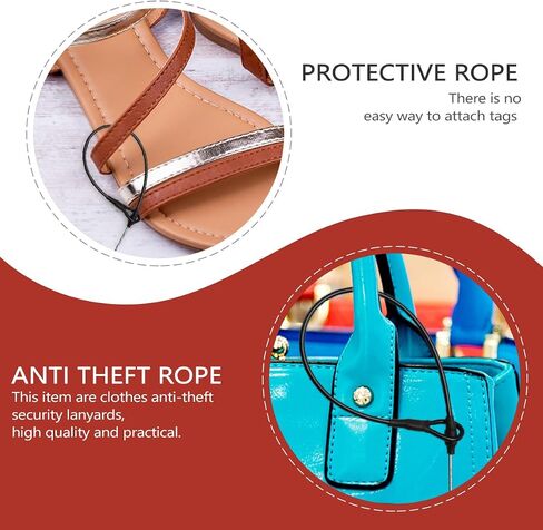 100pcs Security Lanyard Wire Loop for Tag Loss Prevention, Black Not-Theft Cable for Retail and Supermarkets, 8-Inch Steel Wire and Plastic, Easy to Install in Saudi Arabia