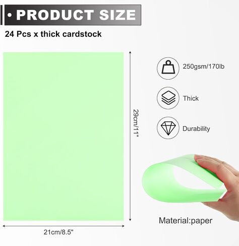 MECCANIXITY 24 Sheets Light Yellow Cardstock Printer Paper 8.5" x 11" A4 Thick Paper Sheet 250gsm/170lb Bulk Card Stock for Printer DIY Scrapbook Menus Cards Invitations and Crafts in Kuwait