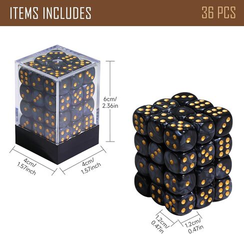 36PCS 12mm 6 Sided Mini Dice Set with Box, Polyhedral D6 Standard Game Dice for Board Game Dice RPG D&D MTG Accessories or Math Learning in Kuwait
