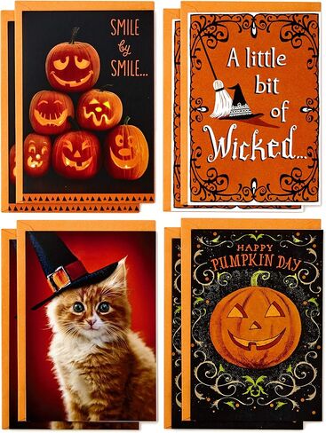 Hallmark Halloween Cards Assortment, Wicked Cat and Pumpkins (8 Cards with Envelopes) in Saudi Arabia