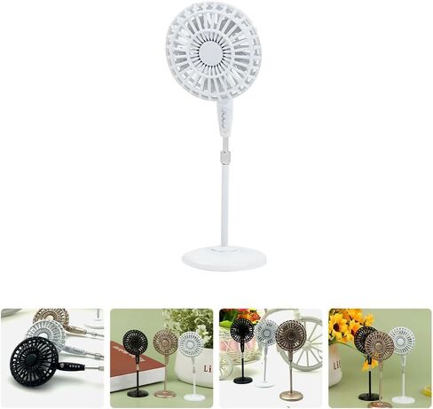 Miniature Pedestal Fan for Doll House, 1:12 Scale Mini Vintage Floor Fan Model for Toy House Decor White Versatile Decor for Desk Bedroom in Saudi Arabia