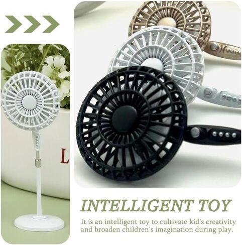 Miniature Pedestal Fan for Doll House, 1:12 Scale Mini Vintage Floor Fan Model for Toy House Decor White Versatile Decor for Desk Bedroom in Saudi Arabia
