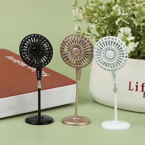 Miniature Pedestal Fan for Doll House, 1:12 Scale Mini Vintage Floor Fan Model for Toy House Decor White Versatile Decor for Desk Bedroom in Saudi Arabia