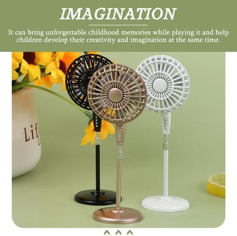 Miniature Pedestal Fan for Doll House, 1:12 Scale Mini Vintage Floor Fan Model for Toy House Decor White Versatile Decor for Desk Bedroom in Saudi Arabia
