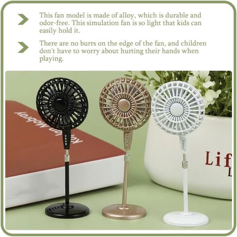 Miniature Pedestal Fan for Doll House, 1:12 Scale Mini Vintage Floor Fan Model for Toy House Decor White Versatile Decor for Desk Bedroom in Saudi Arabia