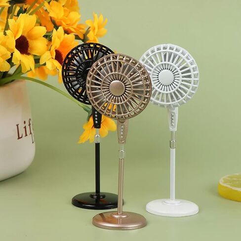 Miniature Pedestal Fan for Doll House, 1:12 Scale Mini Vintage Floor Fan Model for Toy House Decor White Versatile Decor for Desk Bedroom in Saudi Arabia