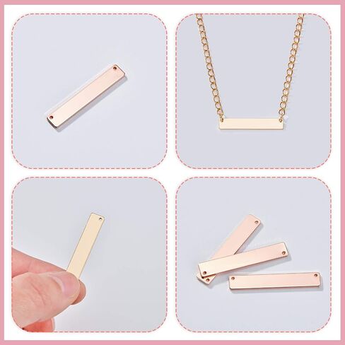 Yaomiao 30 Pieces Rectangle Metal Stamping Blank Bar Brass Tag Pendant Stamping Blank Bar Pendant Charm Horizontal Name Tag with Storage Box for DIY Bracelet Necklace in Saudi Arabia