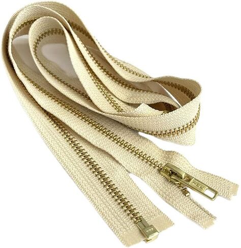 #5 Brass YKK Medium Weight Jacket Separating Zipper - Choose Your Length - Color: Light Tan #551 - Made in The United States (1 Zipper Per Pack) (27" Inches) in Saudi Arabia