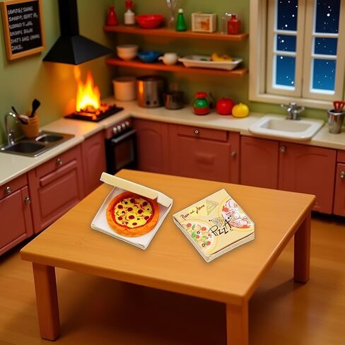 Miniature Pizza Box Set, 1:6 1:12 Dollhouse Food Model Set Doll House Furniture Supplies，Dollhouse Accessories，Dollhouse Furniture in Saudi Arabia