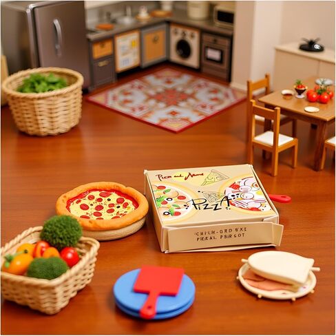 Miniature Pizza Box Set, 1:6 1:12 Dollhouse Food Model Set Doll House Furniture Supplies，Dollhouse Accessories，Dollhouse Furniture in Saudi Arabia