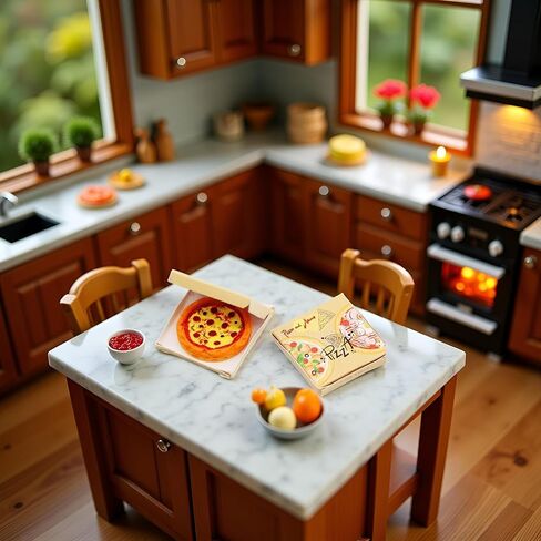 Miniature Pizza Box Set, 1:6 1:12 Dollhouse Food Model Set Doll House Furniture Supplies，Dollhouse Accessories，Dollhouse Furniture in Saudi Arabia