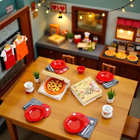 Miniature Pizza Box Set, 1:6 1:12 Dollhouse Food Model Set Doll House Furniture Supplies，Dollhouse Accessories，Dollhouse Furniture in Saudi Arabia
