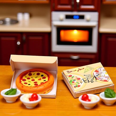 Miniature Pizza Box Set, 1:6 1:12 Dollhouse Food Model Set Doll House Furniture Supplies，Dollhouse Accessories，Dollhouse Furniture in Saudi Arabia