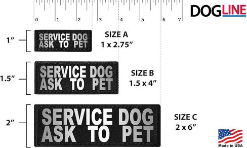 Dogline Service Dog اطلب من بقع سترة الحيوانات الأليفة-خدمة قابلة للإزالة ، اطلب من Pet Patch 2 عبوة مع رسائل مطبوعة عاكسة لدعم ذرة سترة كلاب أو حجم المقود C (2 "× 6") in Kuwait