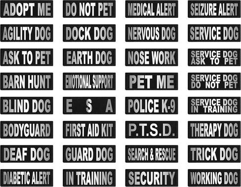 Dogline Service Dog اطلب من بقع سترة الحيوانات الأليفة-خدمة قابلة للإزالة ، اطلب من Pet Patch 2 عبوة مع رسائل مطبوعة عاكسة لدعم ذرة سترة كلاب أو حجم المقود C (2 "× 6") in Kuwait