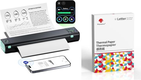 Phomemo 100 Sheets Thermal Paper 8.5 x 11 Inch & Upgraded M08D Thermal Inkless Portable Printer in Saudi Arabia