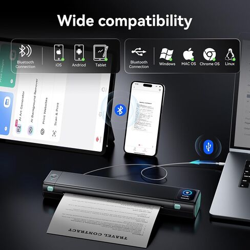 Phomemo 100 Sheets Thermal Paper 8.5 x 11 Inch & Upgraded M08D Thermal Inkless Portable Printer in Saudi Arabia