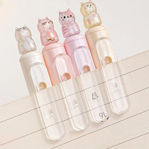 4 Pcs Cute Retractable Pens Cat Gel Pens Gliiter Aesthetic Pen 0.5mm Fine Point Black Ink Smooth Writing Kawaii Cartoon Kitty Pen for Women Girls Office School Supplies (4Pcs Gliiter Cat) in Saudi Arabia