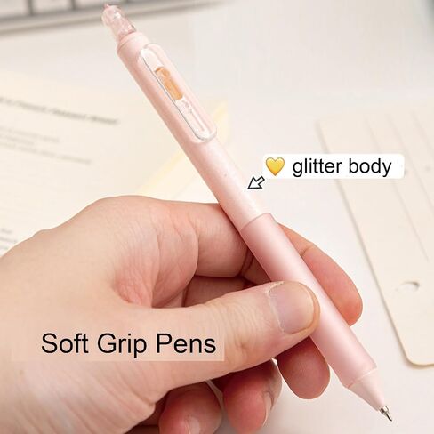 4 Pcs Cute Retractable Pens Cat Gel Pens Gliiter Aesthetic Pen 0.5mm Fine Point Black Ink Smooth Writing Kawaii Cartoon Kitty Pen for Women Girls Office School Supplies (4Pcs Gliiter Cat) in Saudi Arabia