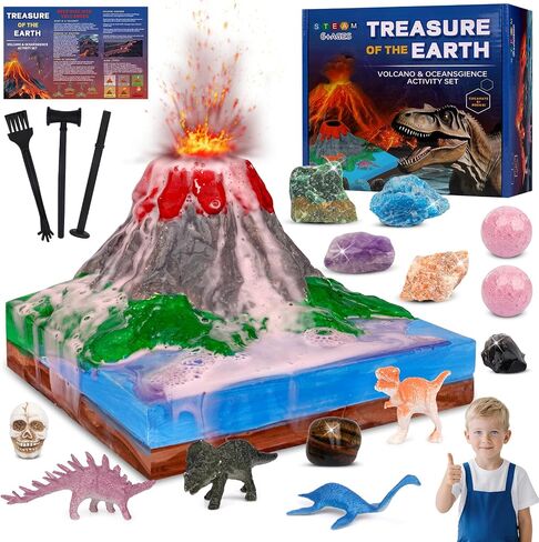 Gemstones Dig Kit,12 Rocks Crystals Excavation Science Kit with 3D Floating Display Case Mining Tools, STEM Education Real Gems for Kids Birthday Gift for Boys Girls in Saudi Arabia