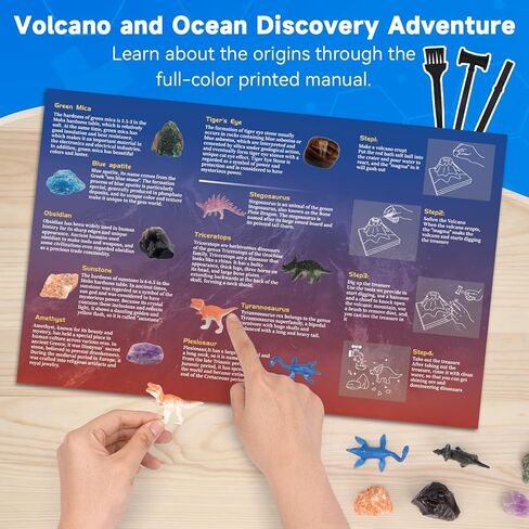 Gemstones Dig Kit,12 Rocks Crystals Excavation Science Kit with 3D Floating Display Case Mining Tools, STEM Education Real Gems for Kids Birthday Gift for Boys Girls in Saudi Arabia