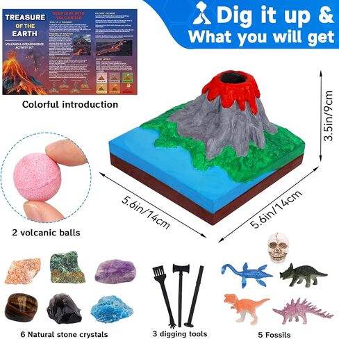 Gemstones Dig Kit,12 Rocks Crystals Excavation Science Kit with 3D Floating Display Case Mining Tools, STEM Education Real Gems for Kids Birthday Gift for Boys Girls in Saudi Arabia