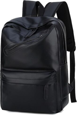 Vintage Leather Backpack for Men 16" Laptop Bag for work Casual Daypack Business Travel Rucksack Waterproof (Deep Black) in Saudi Arabia