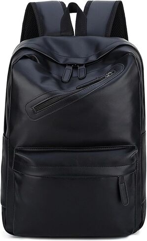 Vintage Leather Backpack for Men 16" Laptop Bag for work Casual Daypack Business Travel Rucksack Waterproof (Deep Black) in Saudi Arabia
