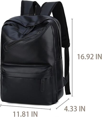 Vintage Leather Backpack for Men 16" Laptop Bag for work Casual Daypack Business Travel Rucksack Waterproof (Deep Black) in Saudi Arabia
