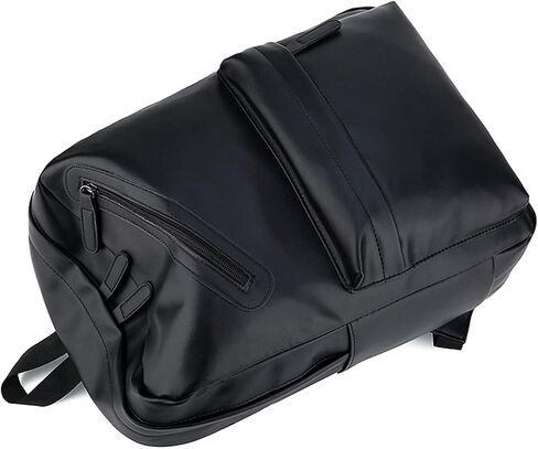 Vintage Leather Backpack for Men 16" Laptop Bag for work Casual Daypack Business Travel Rucksack Waterproof (Deep Black) in Saudi Arabia
