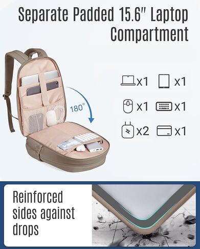 LIGHT FLIGHT 17.3" Laptop Backpack for Women, Large Black Travel Backpacks with USB Charging Hole, Water Resistant, Large Capacity, Daypack for College, Work, Casual Computer Bags in Kuwait