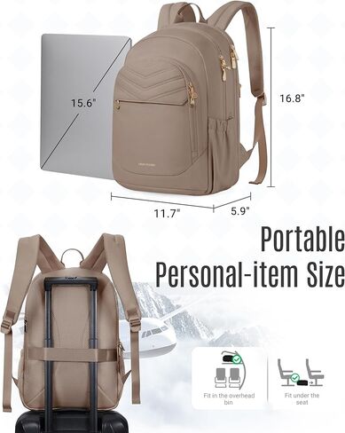 LIGHT FLIGHT 17.3" Laptop Backpack for Women, Large Black Travel Backpacks with USB Charging Hole, Water Resistant, Large Capacity, Daypack for College, Work, Casual Computer Bags in Kuwait