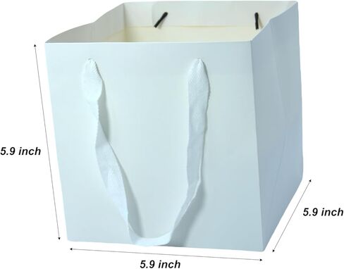 JUNESHE Red Gift Bags with Handles &Tissue Paper, 12 Pack Red Paper Bags, 5.9x5.9x5.9 inch Birthday, Wedding Kraft Bags Bulk, Square Gift Bags Small Size in Kuwait