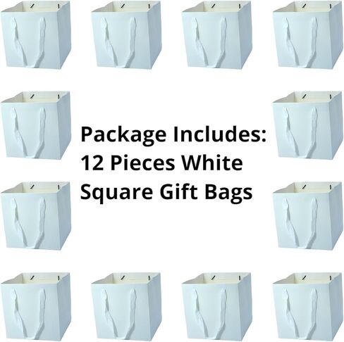 JUNESHE Red Gift Bags with Handles &Tissue Paper, 12 Pack Red Paper Bags, 5.9x5.9x5.9 inch Birthday, Wedding Kraft Bags Bulk, Square Gift Bags Small Size in Kuwait