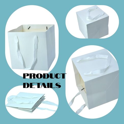 JUNESHE Red Gift Bags with Handles &Tissue Paper, 12 Pack Red Paper Bags, 5.9x5.9x5.9 inch Birthday, Wedding Kraft Bags Bulk, Square Gift Bags Small Size in Kuwait