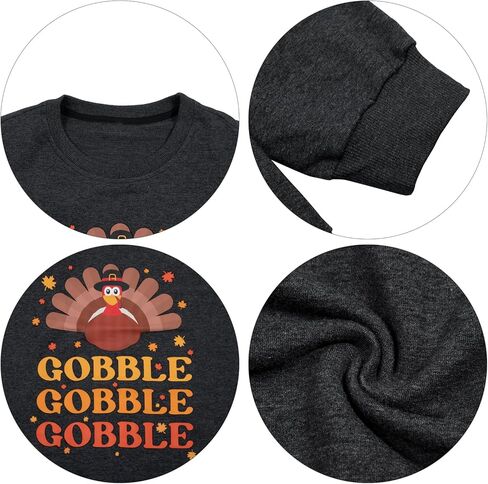 FASHGL Thanksgiving Sweatshirt Women Gobble Til You Wobble Shirt Funny Turkey Graphic Shirt Casual Long Sleeve Pullover Tops in Saudi Arabia