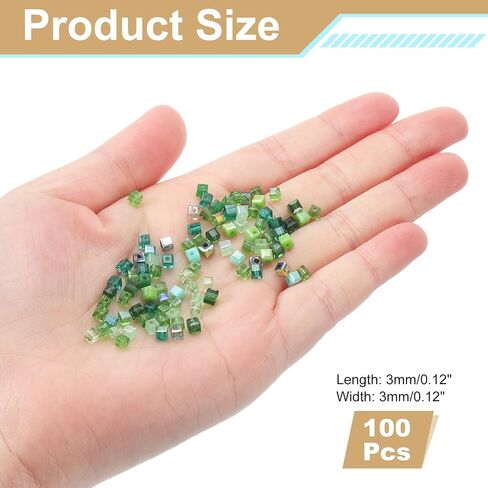 uxcell 100pcs crystal cube حبات ، حبات زجاجية مربعة 3 مم مربعة ، حبة فضفاضة فضفاضة للأساور قلادة قرط الصنع مجوهرات تصنيع (لون مختلط) in Saudi Arabia