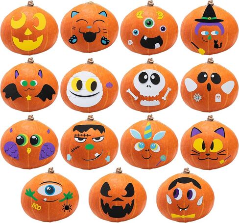 JOYIN 15 Packs Halloween Pumpkin Decorating Stickers, Foam Craft Kit Party Supplies, Party Favors for Kids, Cute Jack O Lantern Face Stickers School Arts Activities Games Gifts in Saudi Arabia