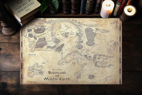 Beleriand and Middle Earth Silmarillion Map - Fantasy Poster Print Home Decor (11x17 inches) in Saudi Arabia