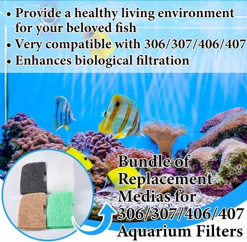 50 Pcs Compatible with Fluval 306/307 406/407, Ammonia Phosphate & Nitrite Remover Pads, Replacement Aquarium Canister Filter Media, with Quick-Clear Polishing Pads, Silicone Lubricant in Saudi Arabia