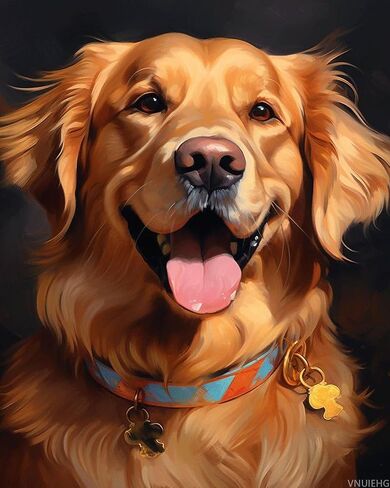 Vnuiehg Golden Retriever Dog ، الطلاء بأرقام للبالغين Acrylic DIY رقم الطلاء أدوات الدقيقة الجدار الهدية ، بدون إطار 16 × 20 بوصة in Saudi Arabia