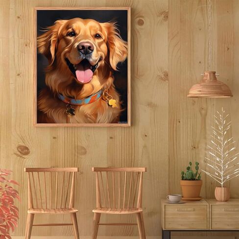 Vnuiehg Golden Retriever Dog ، الطلاء بأرقام للبالغين Acrylic DIY رقم الطلاء أدوات الدقيقة الجدار الهدية ، بدون إطار 16 × 20 بوصة in Saudi Arabia